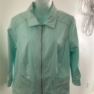 CJ Banks Mint Green Casual Zip-Up Jacket, Women’s Size Medium